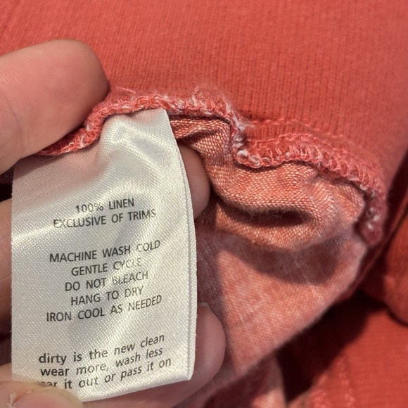 Women's Toad & Co Lina Pink Linen Pull-on Pants Ruched Capri XS Summer Coastal - Picture 6 of 11